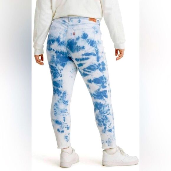 Levi’s - 721 High Rise Skinny Ankle Tie Dye Jeans Raw Hem - Size 27 - Picture 14 of 14